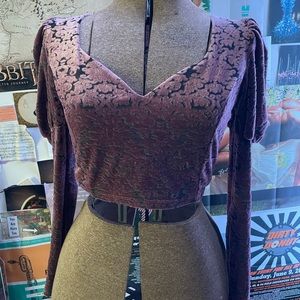 Fashion nova pink velvet floral puff sleeve